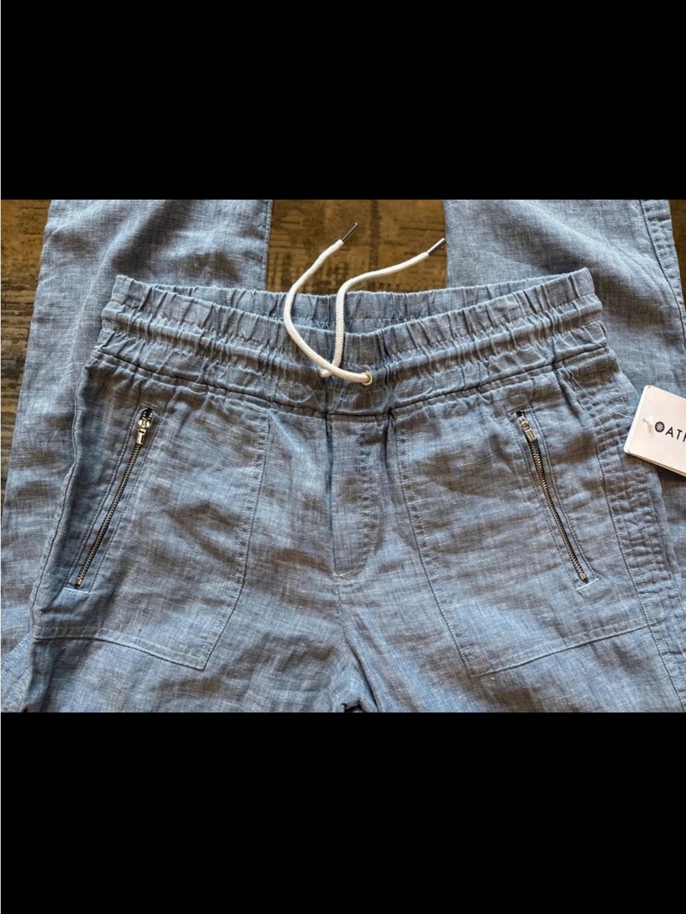 Athleta Light Blue Chambray Jogger Track Pants - Picture 4 of 6